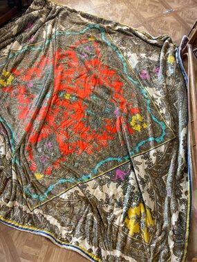 Johnny Was Viscaya Cozy Multicolor Paisley Velvet Blanket With Embroidered Logo